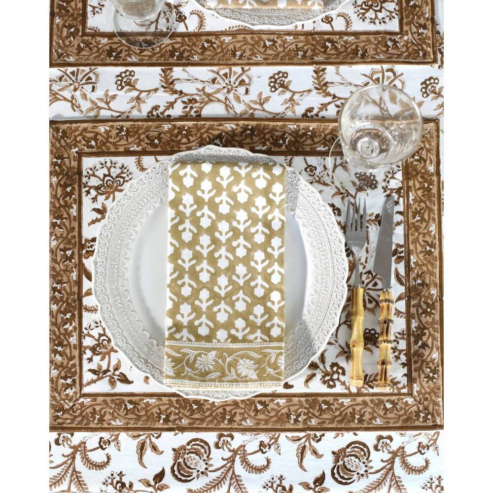 NEW PACIFIC & ROSE TEXTILES lilibet mocha placemats — set of four in brown/ivory